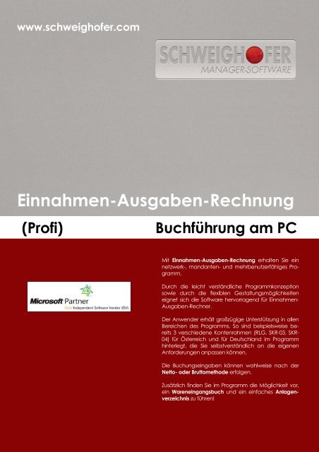 Einnahmen-Ausgaben-Rechnung (Profi) - SCHWEIGHOFER Manager