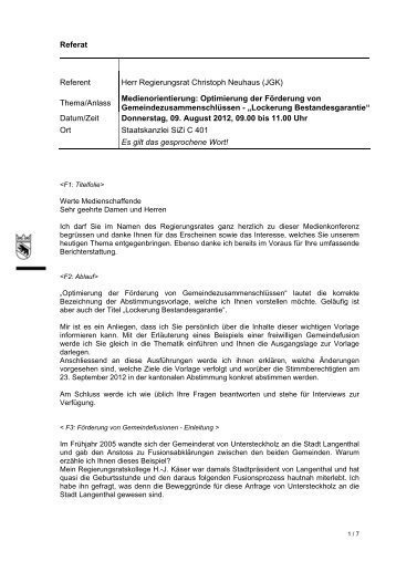 Referat Regierungsrat Christoph Neuhaus ... - Kanton Bern