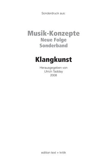 Musik-Konzepte Klangkunst - Straebel, Volker
