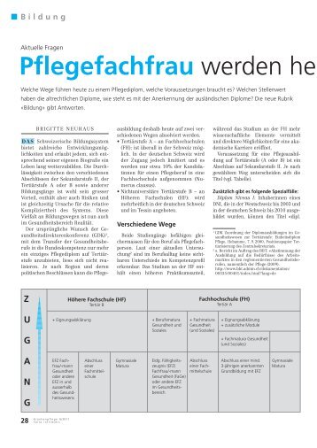 Pflegefachfrau - Schweizer Berufsverband der Pflegefachfrauen