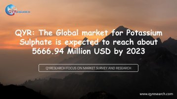 QYR: The Global market for Potassium Sulphate is expected to reach about 5666.94 Million USD by 2023