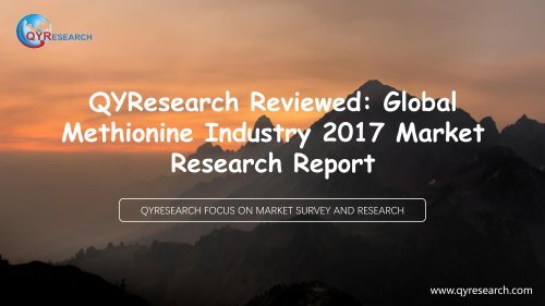 QYResearch Reviewed: Global Methionine Industry 2017 Market Research Report