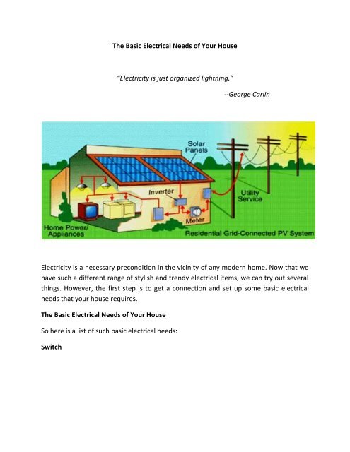 The Basic Electrical Needs of Your House
