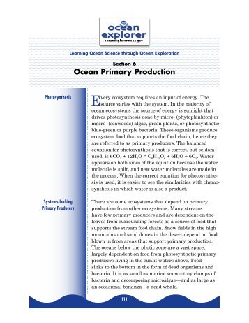 Section 6: Ocean Primary Production - NOAA, Ocean Explorer