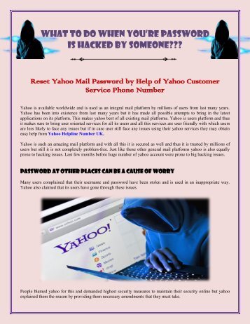 Recover Yahoo Mail Hacked Account Password