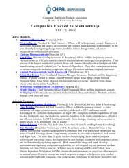 Companies Elected to Membership - Consumer Healthcare ...