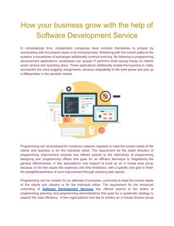 Business grow with the assistance of Software Service