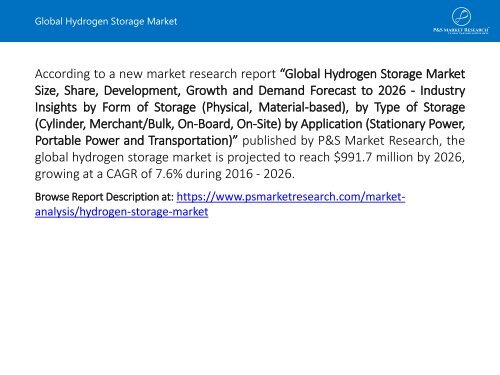 Global Hydrogen Storage Market