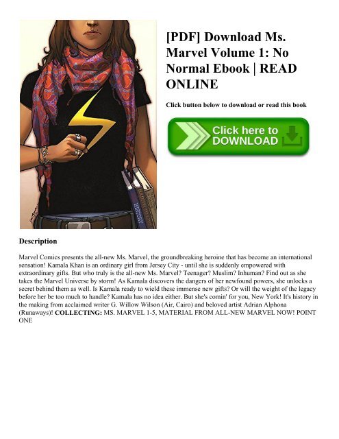 [PDF] Download Ms. Marvel Volume 1: No Normal Ebook | READ ONLINE