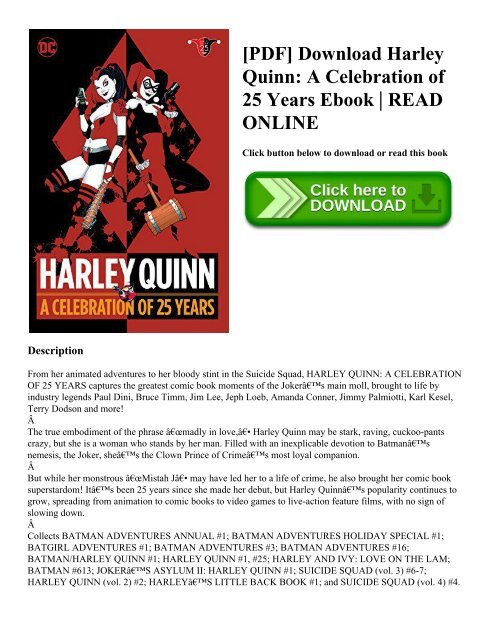 Pdf Download Harley Quinn A Celebration Of 25 Years Ebook Read Online Pdf Download Harley Quinn A Celebration Of 25 Years Ebook Read Online