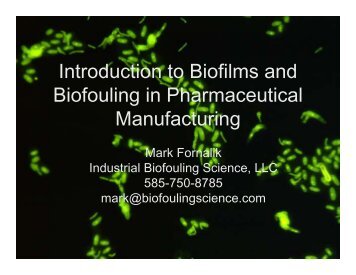 Introduction to Biofilms and Biofouling in Pharmaceutical - Industrial ...