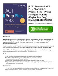 [PDF] Download ACT Prep Plus 2018: 5 Practice Tests + Proven Strategies + Online (Kaplan Test Prep) Ebook | READ ONLINE