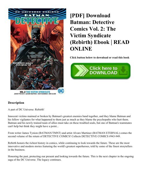 Pdf Download Batman Detective Comics Vol 2 The Victim Syndicate Rebirth Ebook Read Online