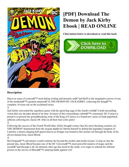 [PDF] Download The Demon by Jack Kirby Ebook | READ ONLINE
