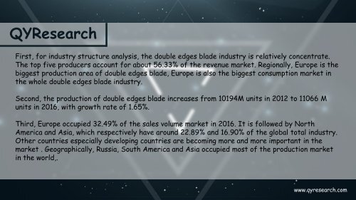 QYR forecast , the global double edges blade revenue would decrease to annual growth rate for - 0.57% from 2016-2021 