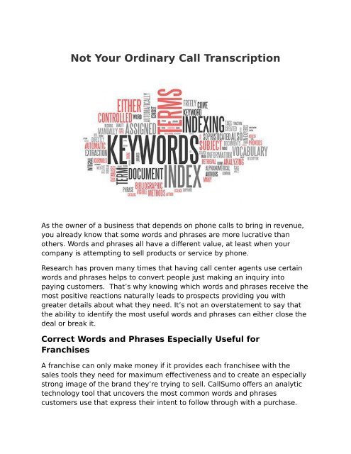 Not Your Ordinary Call Transcription