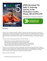 [PDF] Download The Daily 5: Fostering Literacy in the Elementary Grades Ebook | READ ONLINE