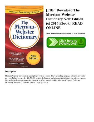 [PDF] Download The Merriam-Webster Dictionary New Edition (c) 2016 Ebook | READ ONLINE