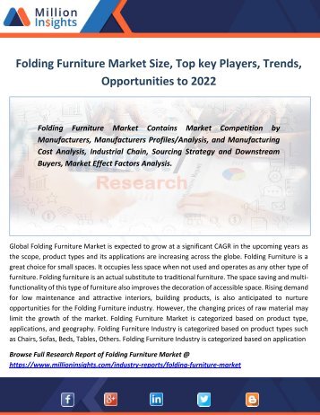Folding Furniture Market Size, Top key Players, Trends, Opportunities to 2022