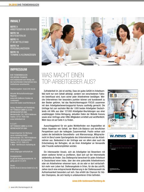 ARBEITGEBER IN DER REGION | B4B Themenmagazin 04.2018