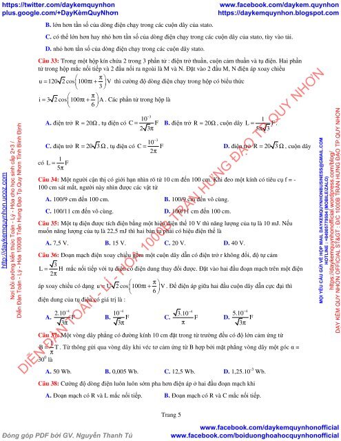 Bộ đề thi thử THPT QG 2018 Các môn TOÁN - LÍ - HÓA Các trường THPT Cả nước CÓ HƯỚNG DẪN GIẢI (Lần 5) [DC03042018]