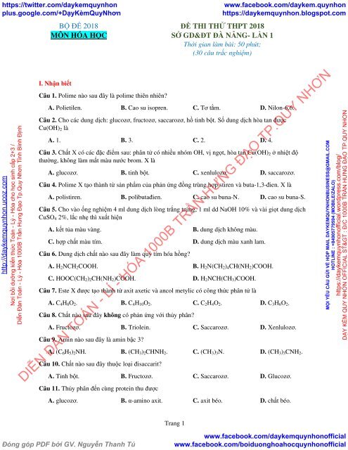 Bộ đề thi thử THPT QG 2018 Các môn TOÁN - LÍ - HÓA Các trường THPT Cả nước CÓ HƯỚNG DẪN GIẢI (Lần 5) [DC03042018]