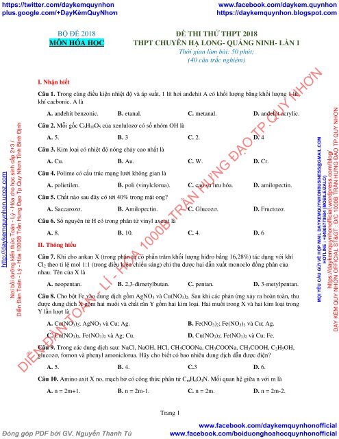 Bộ đề thi thử THPT QG 2018 Các môn TOÁN - LÍ - HÓA Các trường THPT Cả nước CÓ HƯỚNG DẪN GIẢI (Lần 5) [DC03042018]