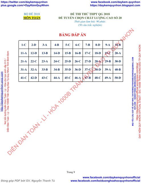 Bộ đề thi thử THPT QG 2018 Các môn TOÁN - LÍ - HÓA Các trường THPT Cả nước CÓ HƯỚNG DẪN GIẢI (Lần 5) [DC03042018]