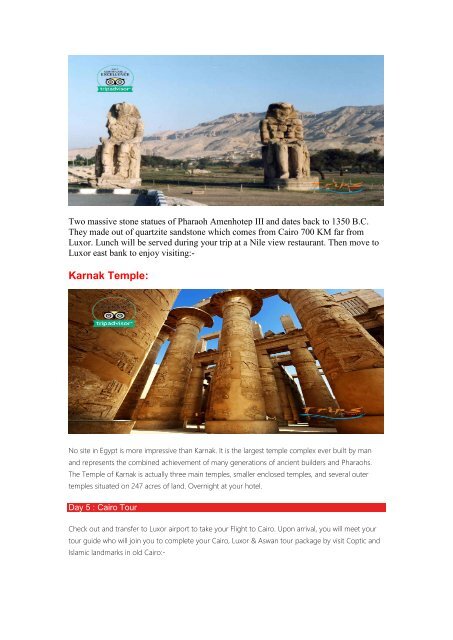  Cairo Louxor & Aswan Tour Packages