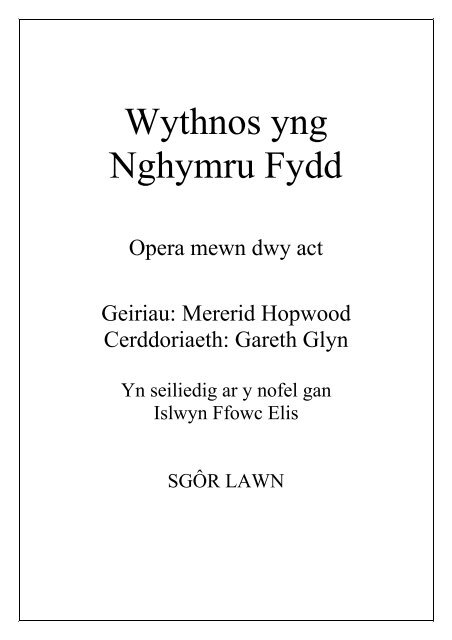 Wythnos yng Nghymru Fydd (A Week in a Future Wales), full score