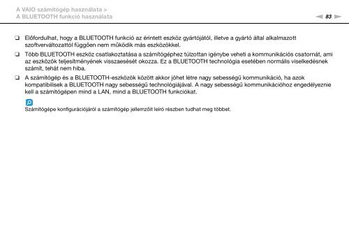 Sony VPCSE2F1E - VPCSE2F1E Mode d'emploi Hongrois