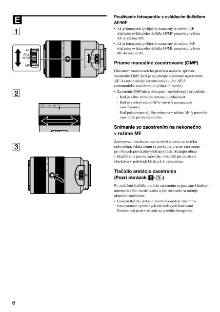 Sony SAL70300G - SAL70300G Consignes d&rsquo;utilisation Slovaque