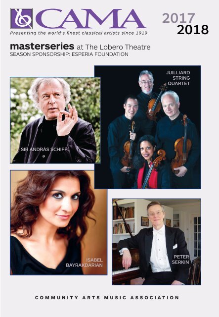 CAMA's Masterseries presents Sir András Schiff, piano / April 12, 2018 / Lobero Theatre, Santa Barbara