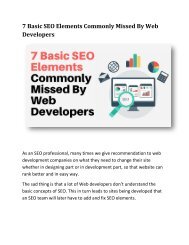 7 Basic SEO Elements Commonly Missed By Web Developers