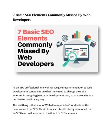 7 Basic SEO Elements Commonly Missed By Web Developers