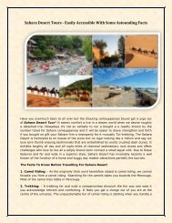 Sahara Desert Tours - Easily Accessible With Some Astounding Facts