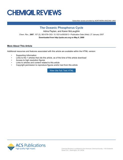 The Oceanic Phosphorus Cycle