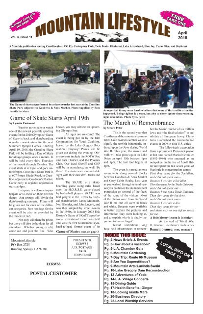 Mountain Lifestyle-Crestline &amp; Lake Arrowhead edition-April 2018