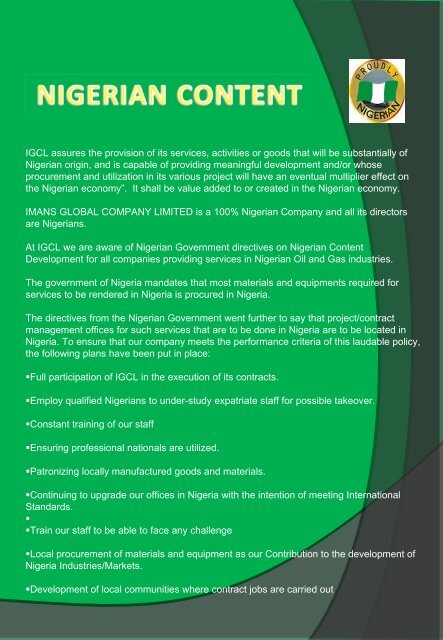 Corporate Profile - Igc-nigeria.com