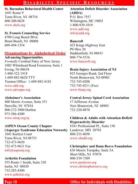 O.C. Resource Guide 2011 Red-Black - Ocean County Government
