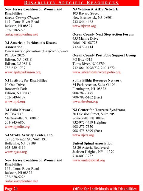 O.C. Resource Guide 2011 Red-Black - Ocean County Government