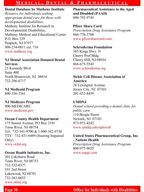 O.C. Resource Guide 2011 Red-Black - Ocean County Government