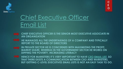 CEO Email List | Chief Executive Officer Email List | CEO Mailing Lists | Datacaptive