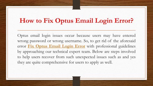 How to Fix Optus Email Login Error? 1-800-213-3740 