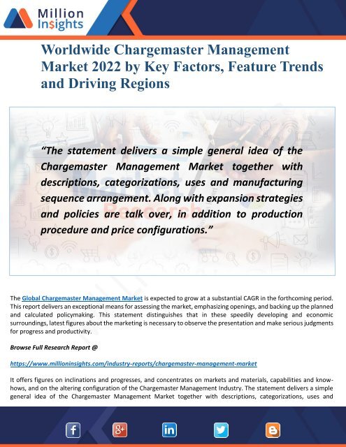 Chargemaster Management Market 2022:- Driving Factors