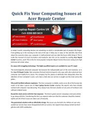 Quick Fix Your Computing Issues at Acer Repair Center