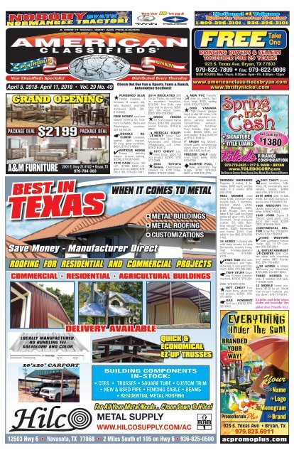 American Classifieds April 5th Edition Bryan College Station