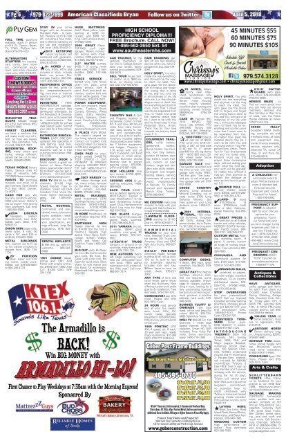 American Classifieds April 5th Edition Bryan College Station