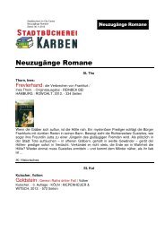 Neuzugänge Romane, Stand 06.11.2012x - Stadt Karben