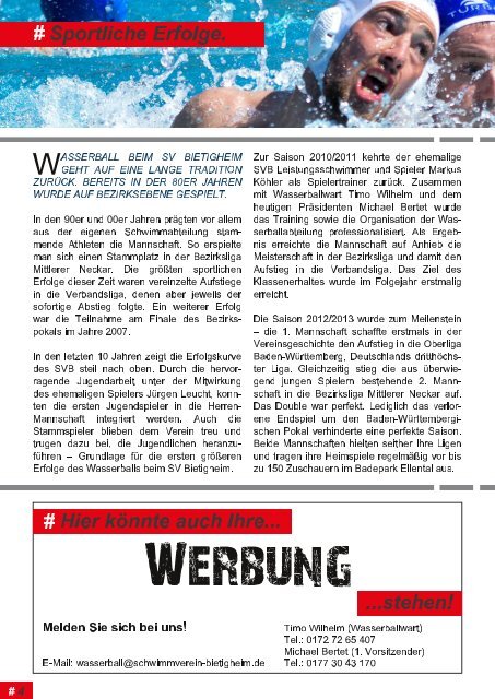 Schwimmverein Bietigheim e.V. - Wasserball Broschüre 2018